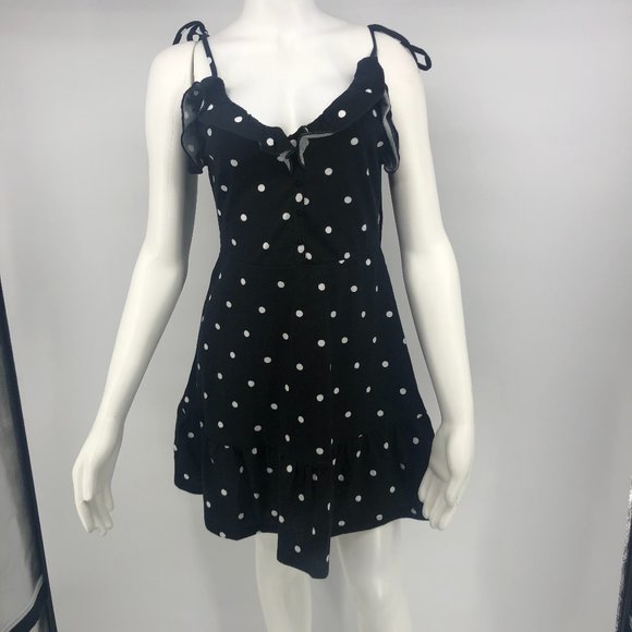 ASOS Black and White polka Dot mini dress 6 - Picture 1 of 3
